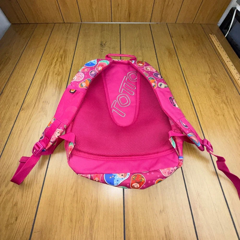 Totto Kids Pink Matryoshka Nesting Doll Print Backpack School Bag Travel